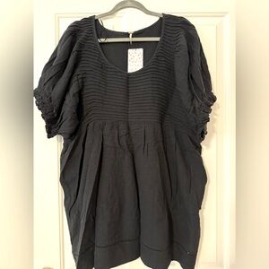 Free people Elise puff sleeve babydoll dress size large black